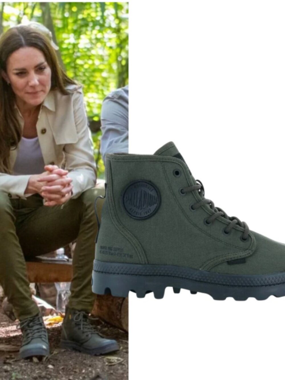 Palladium Pampa Hi HTG Supply Boots in Olive Night ASO Kate Middleton